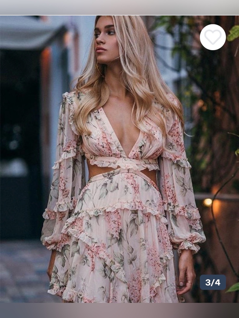 Romantic Blush Pink Floral Ruffle Mini Dress